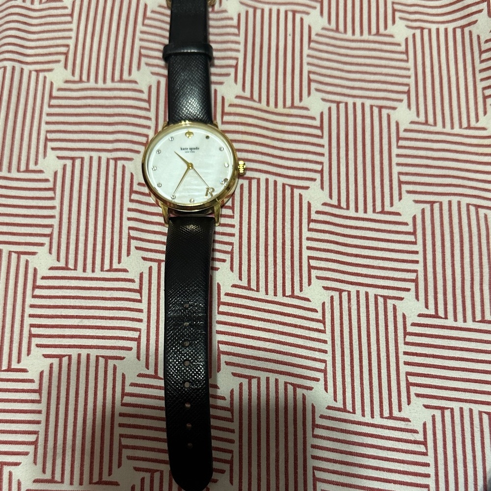 kate spade Gold-Tone Case Watch with Black Strap